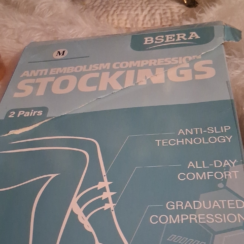 White Anti-Embolism Compression Stockings - Picture 9 of 12